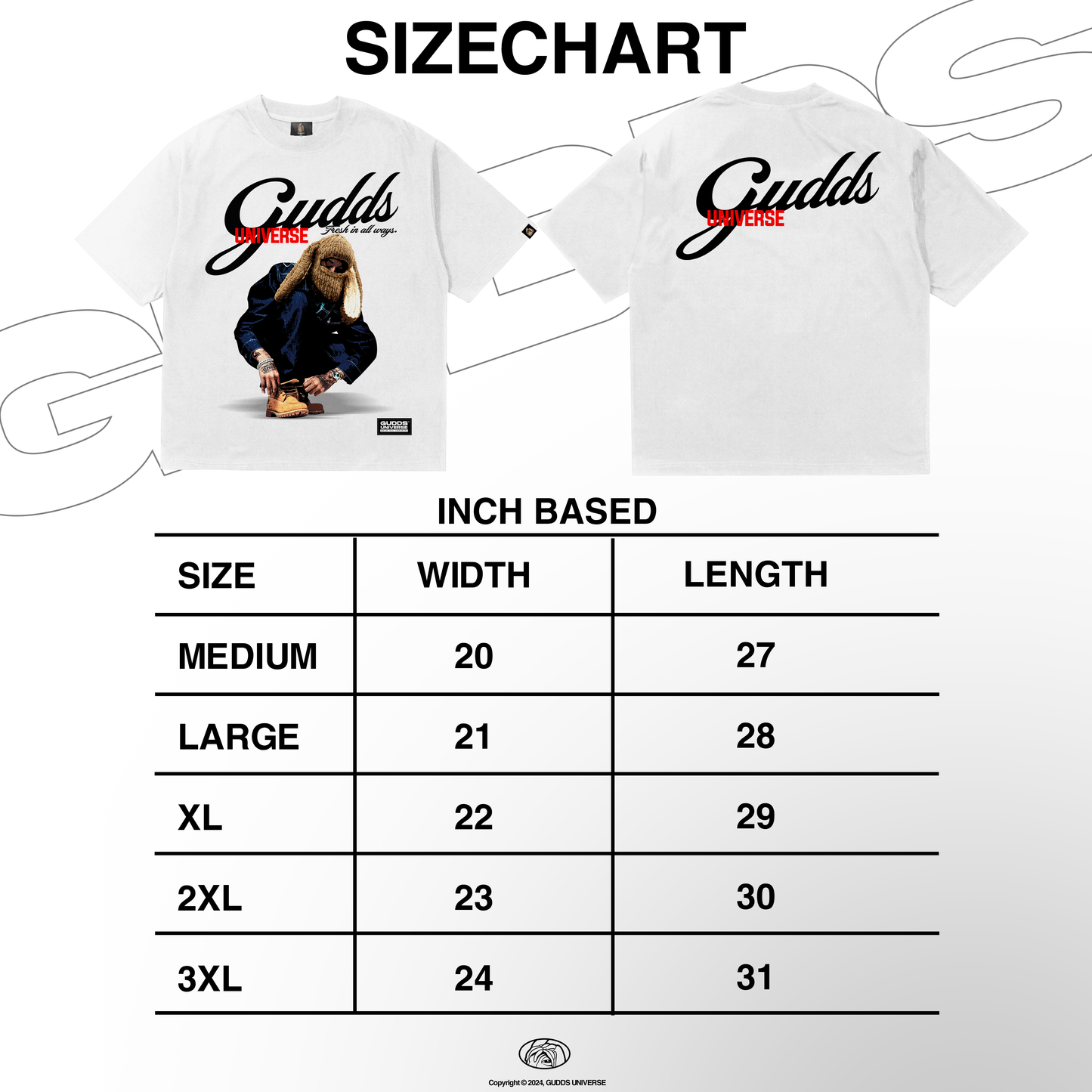 GUDDS UNIVERSE "GUDDS AND FRESH" BOXY FIT TEE