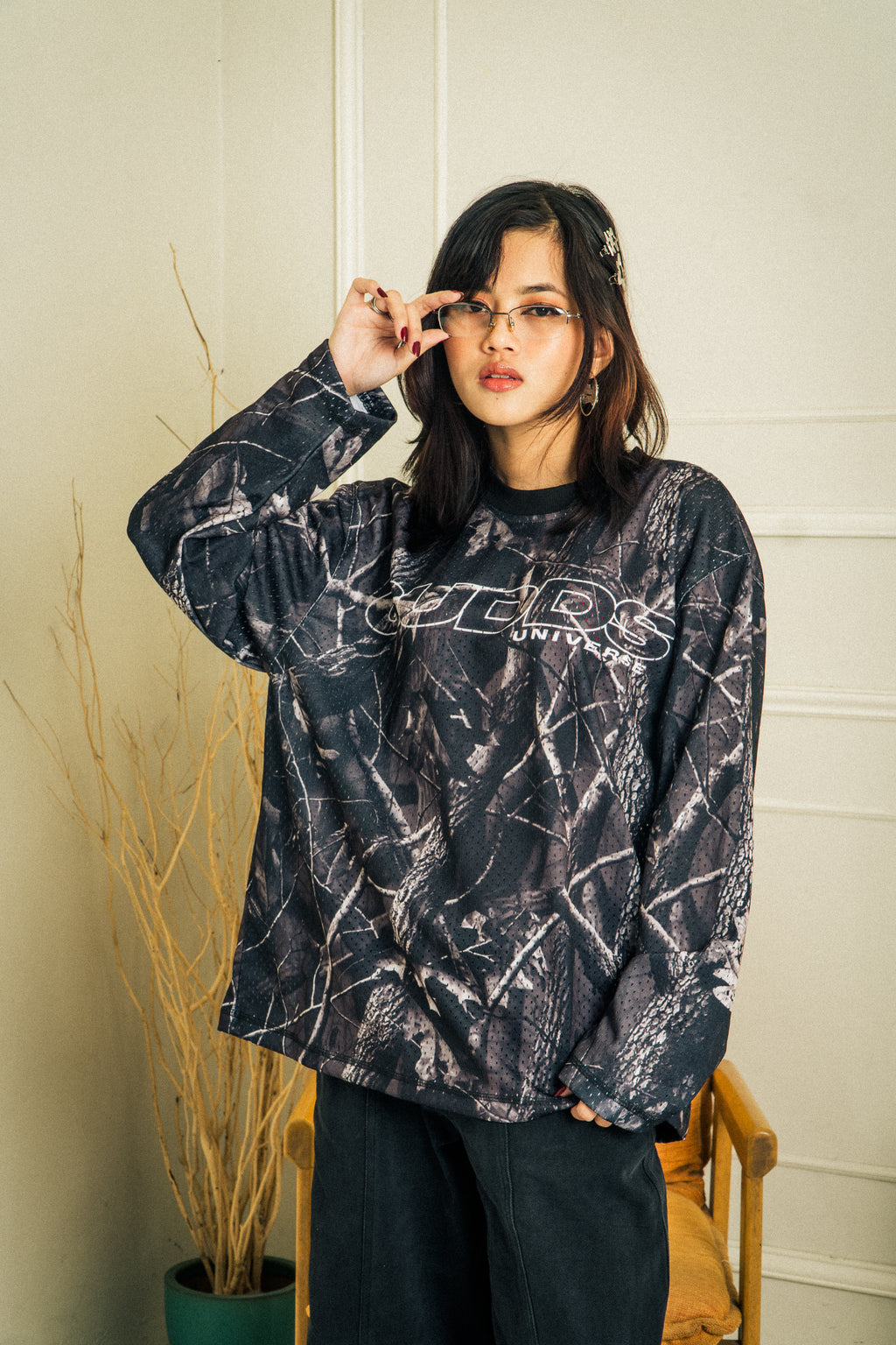 “STRETCH L/S MESH” JERSEY TOP