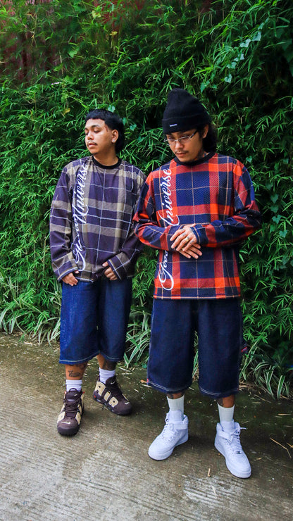 GUDDS UNIVERSE - “PLAID FULL MESH” LONGSLEEVES