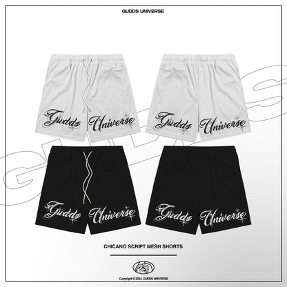 GUDDS "CHICANO SCRIPT EMBRO" MESH SHORTS