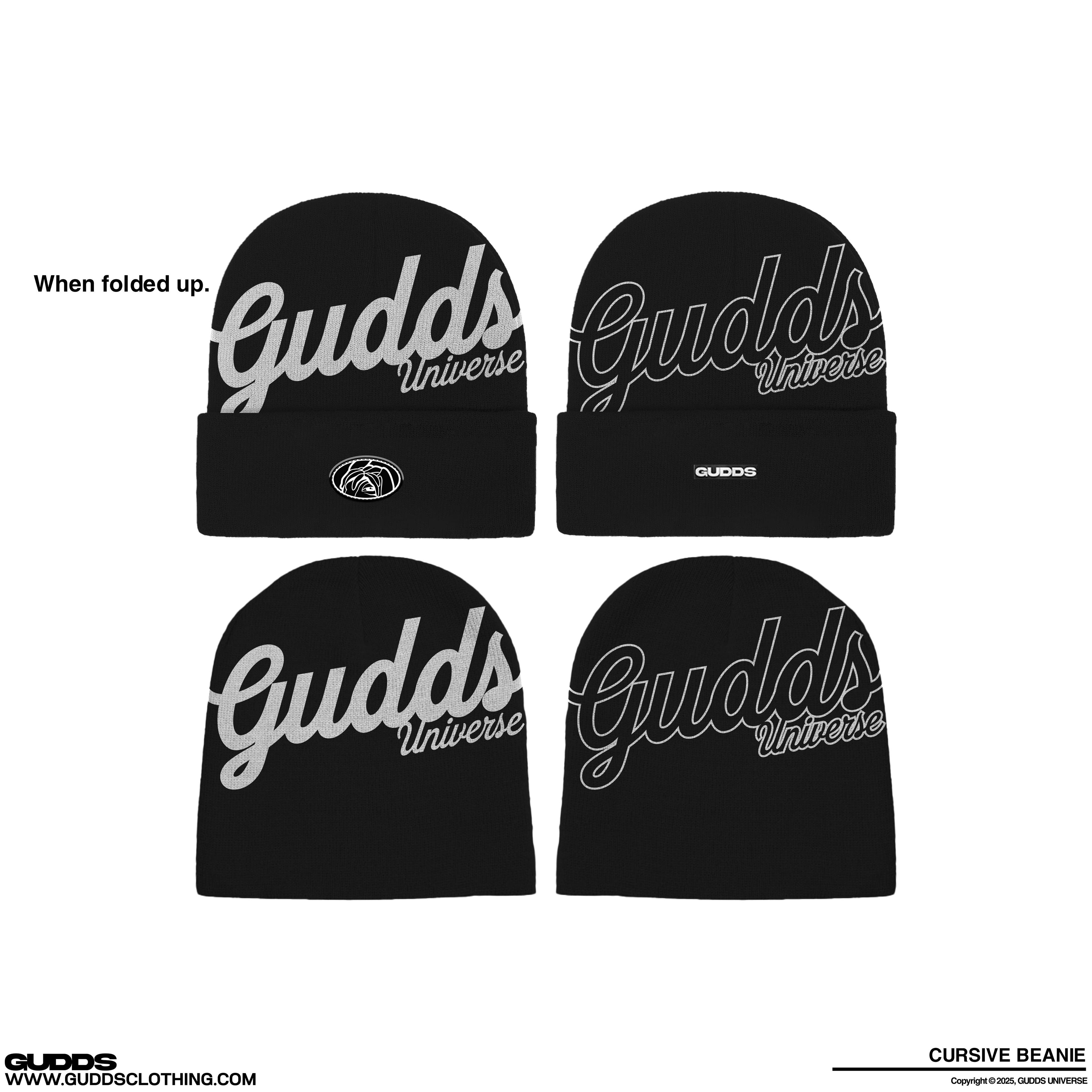 “CURSIVE” BEANIE WITH OVAL LOGO RUBBER PATCH