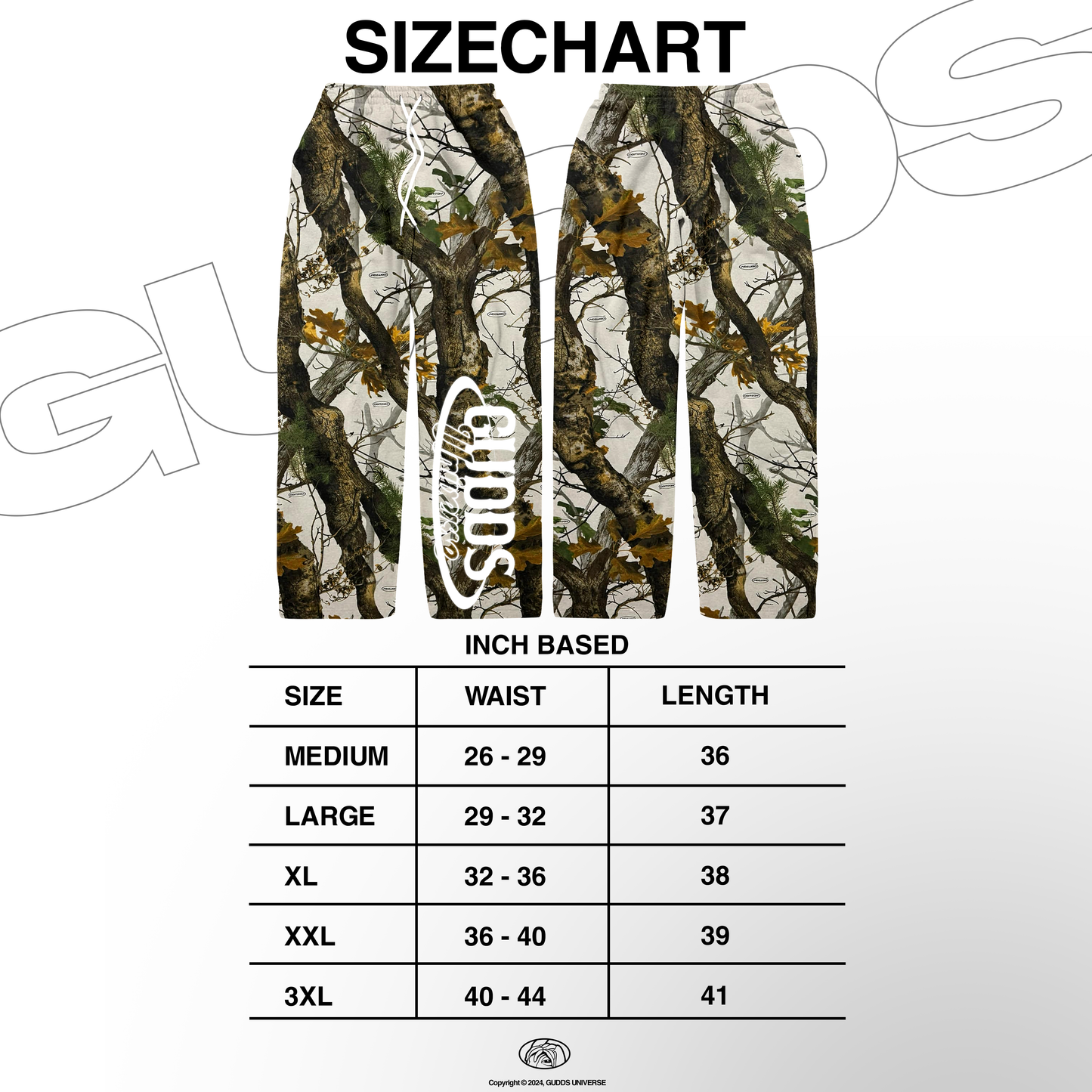GUDDS UNIVERSE - “ REALTREE VANILLA” BAGGY PANTS