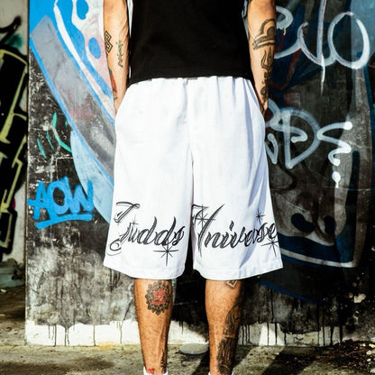 GUDDS "CHICANO SCRIPT EMBRO" MESH SHORTS