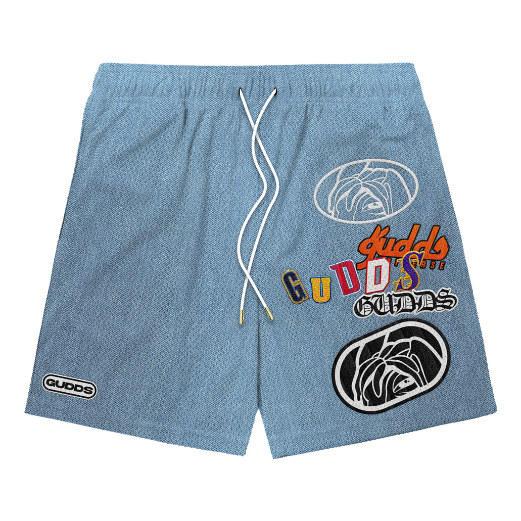 “DENIM” MESH SHORTS