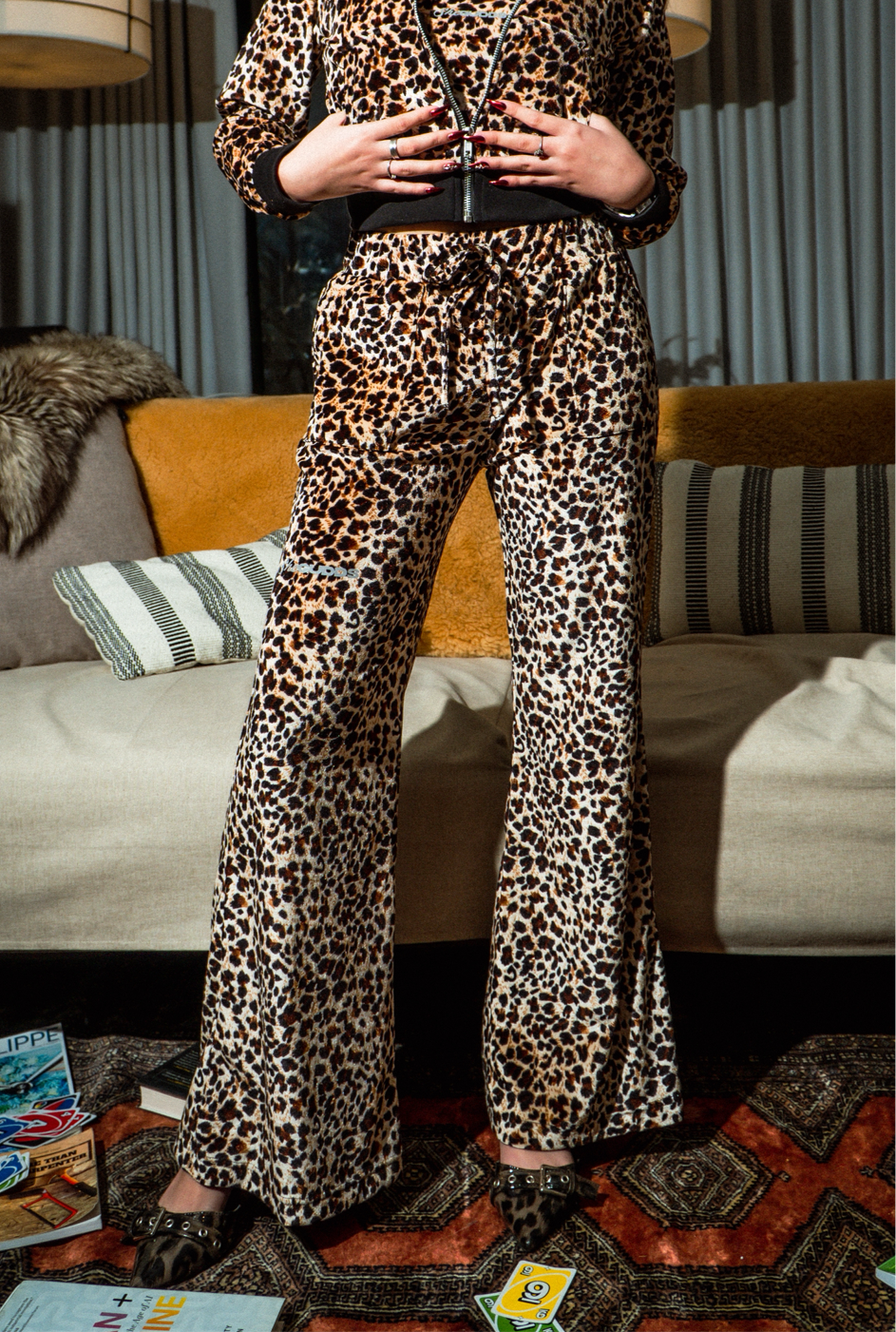 SheGUDDS - “COZY” LEOPARD COUTURE FLARE PANTS