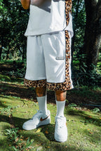 “2 TONE” LEOPARD MESH SHORTS