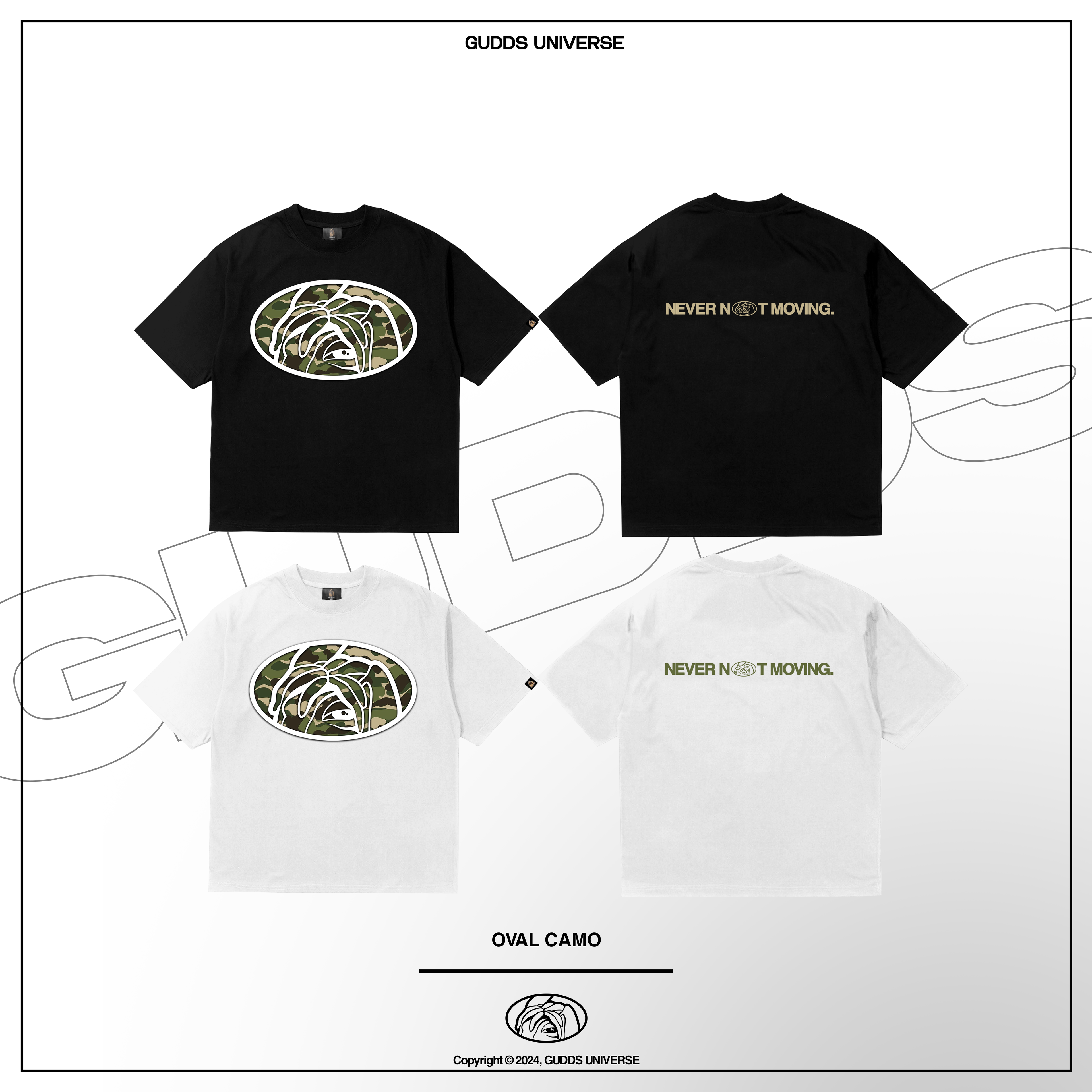 GUDDS - "OVAL CAMO" TEE (NEVER NOT MOVING)