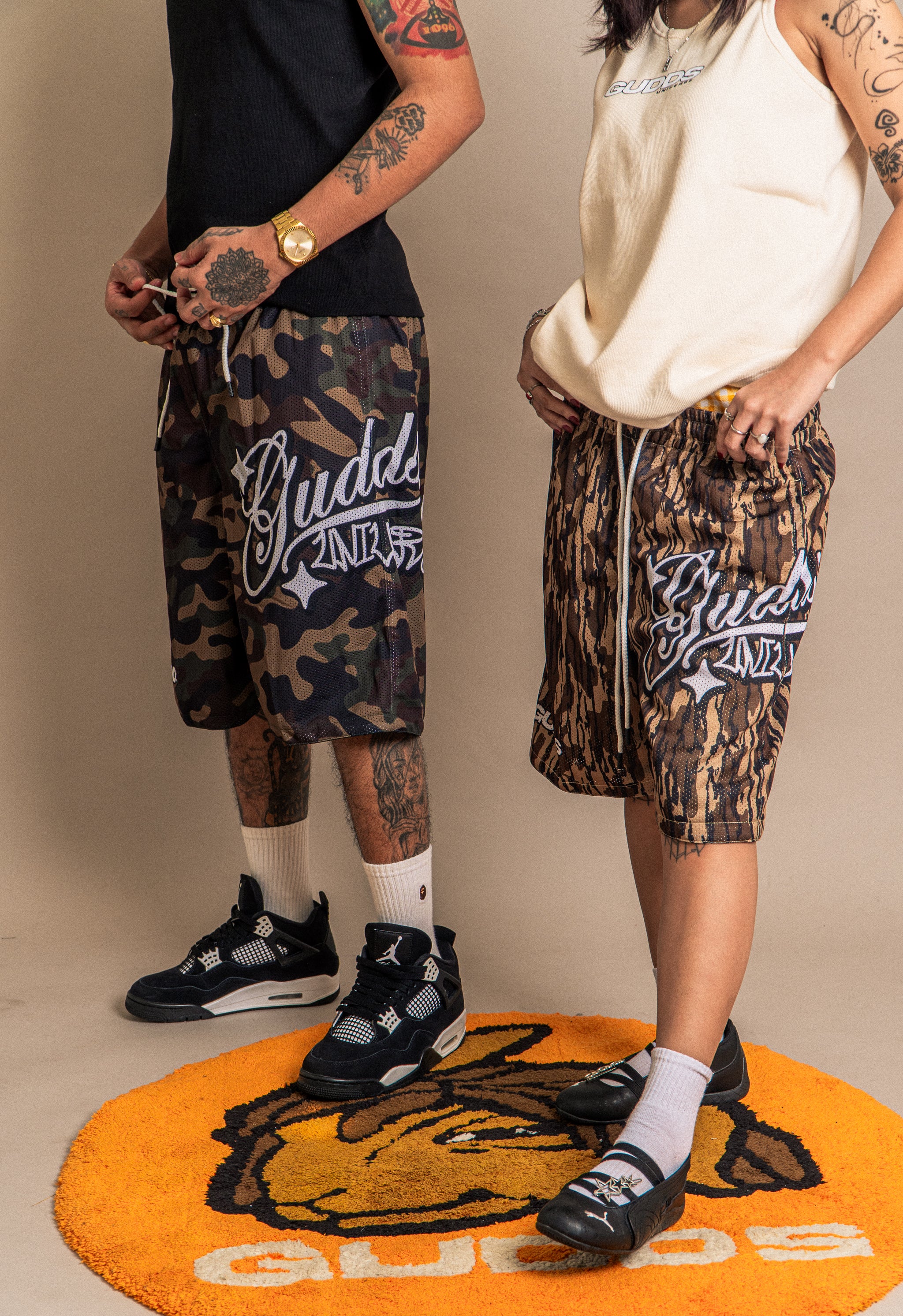 “CAMOU” DESIGN MESH SHORTS