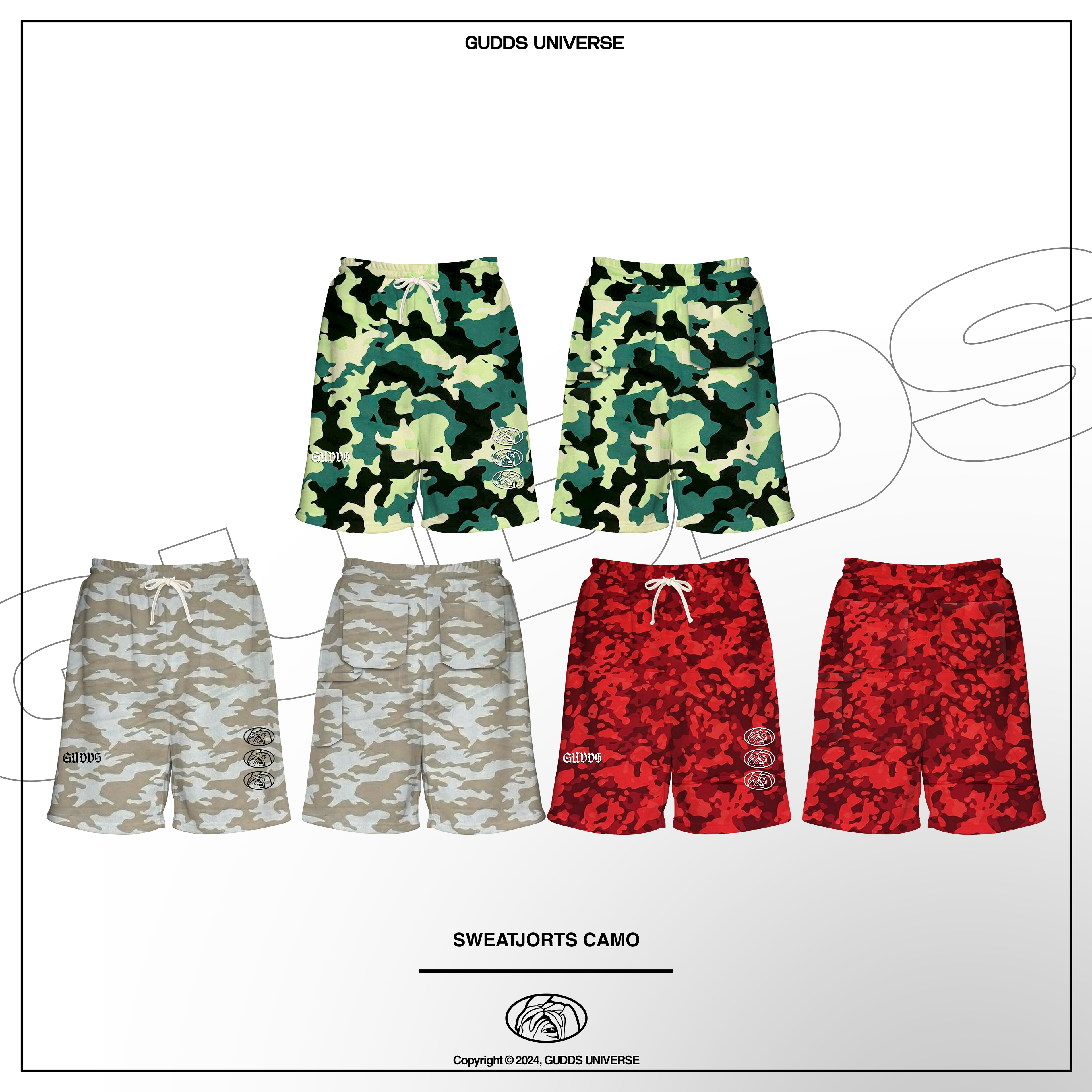 GUDDS - "CARPENTER SWEATJORTS" CAMO (LIMITED PIECES ONLY)