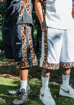 “2 TONE” LEOPARD MESH SHORTS
