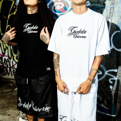 GUDDS "CHICANO SCRIPT EMBRO" MESH SHORTS
