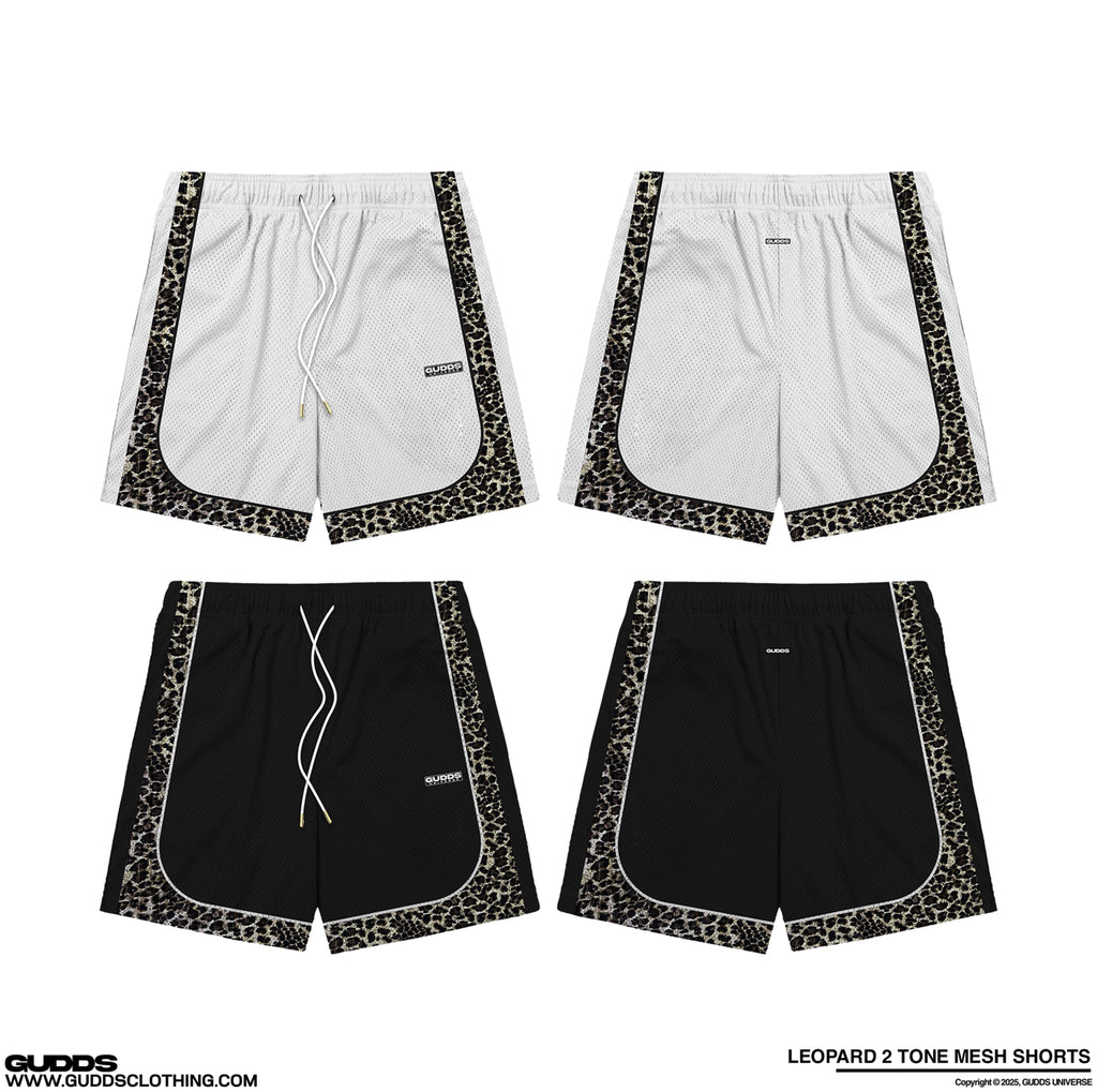 “2 TONE” LEOPARD MESH SHORTS