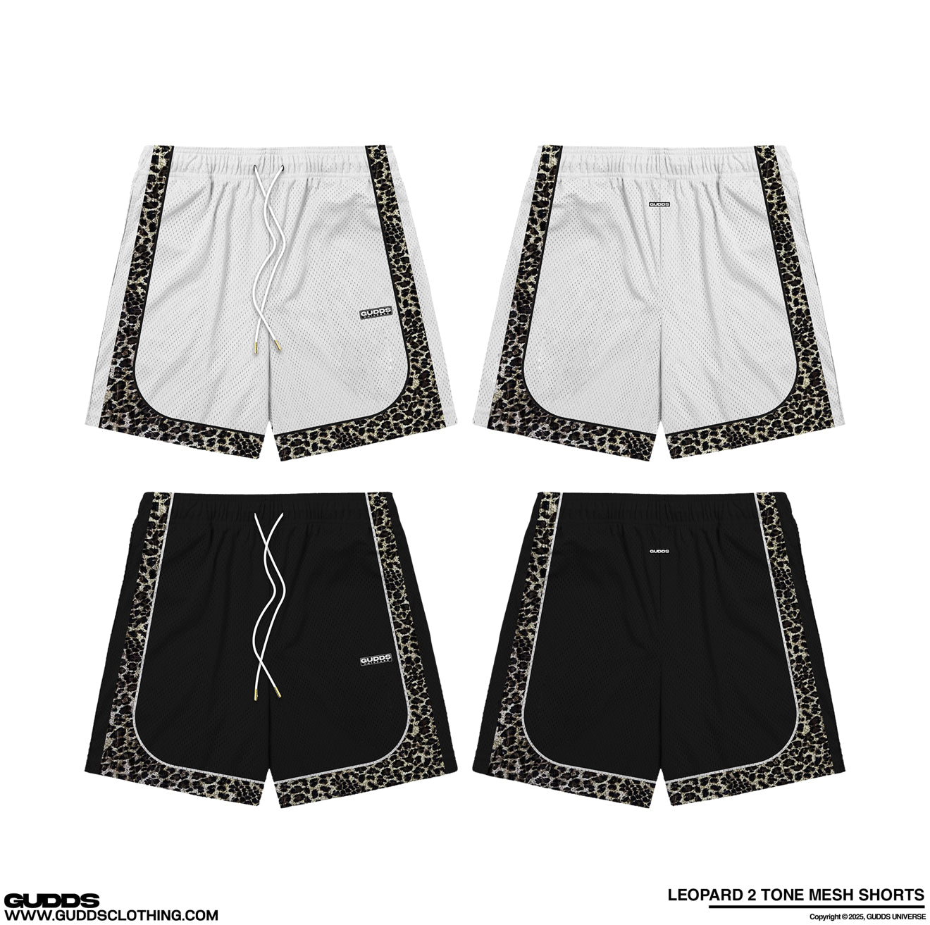 “2 TONE” LEOPARD MESH SHORTS