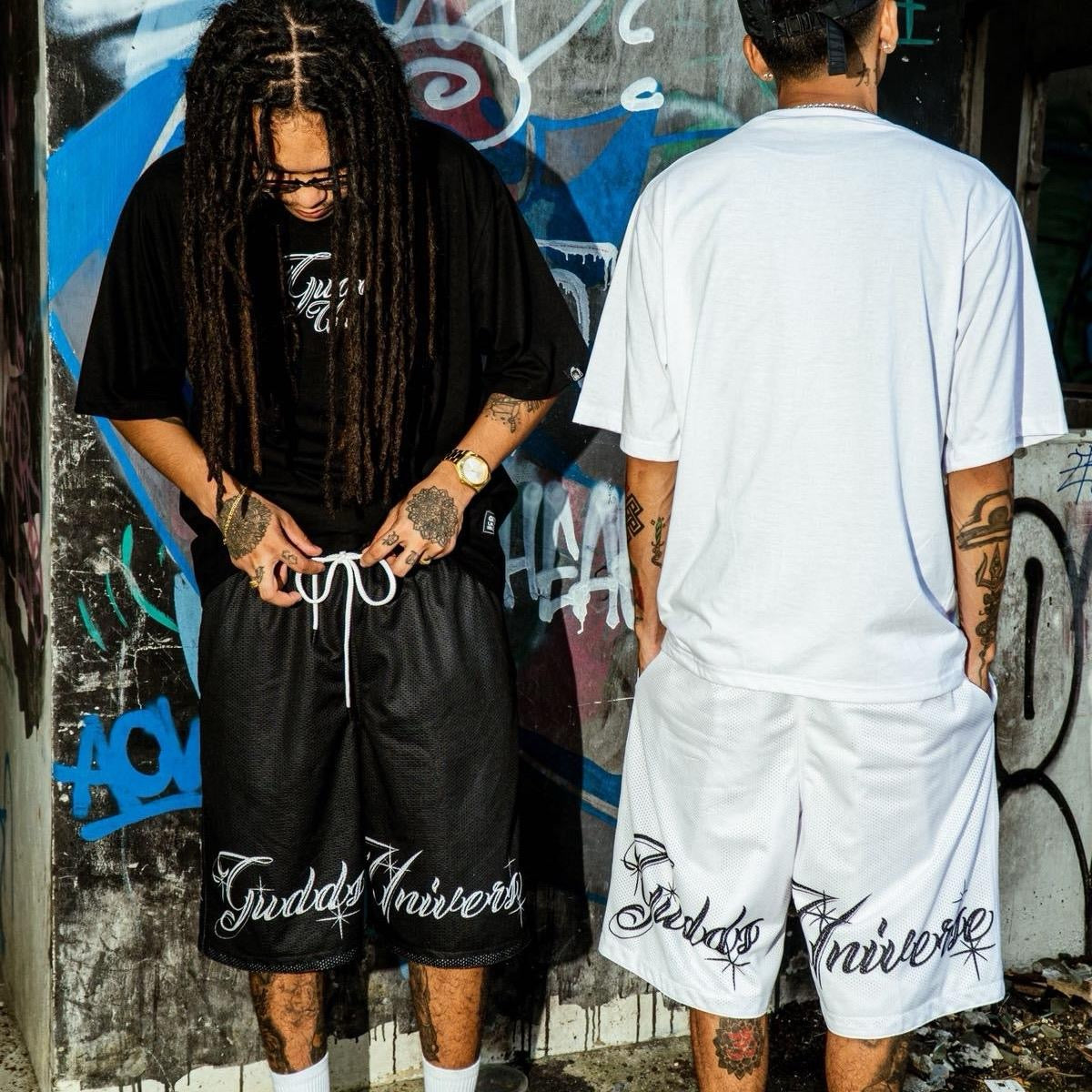 “CHICANO SCRIPT" MESH SHORTS