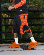 2 TONE ORENJI CAMOU WAVES MESH SHORTS
