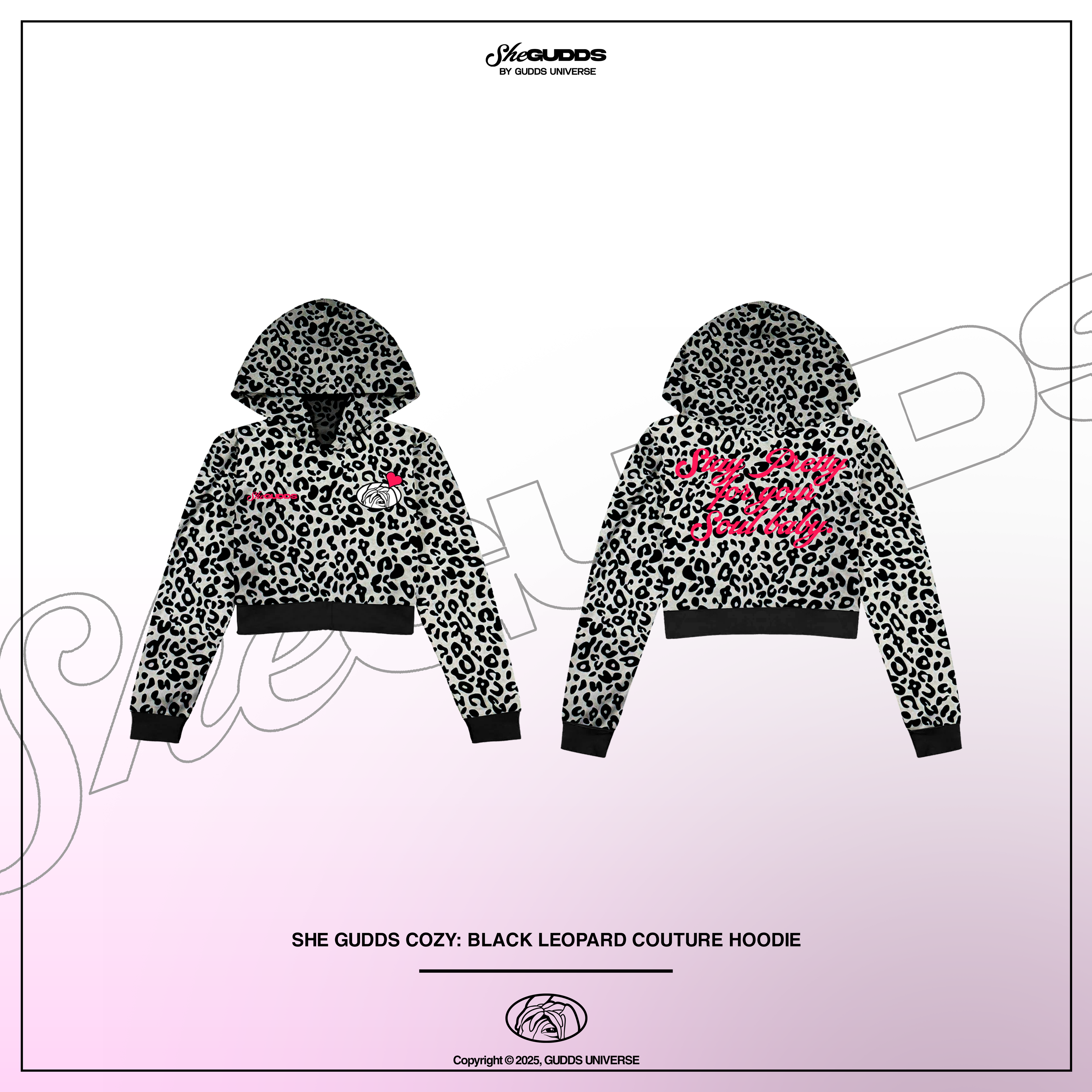 SheGUDDS “COZY” BLACK LEOPARD COUTURE  HOODIE