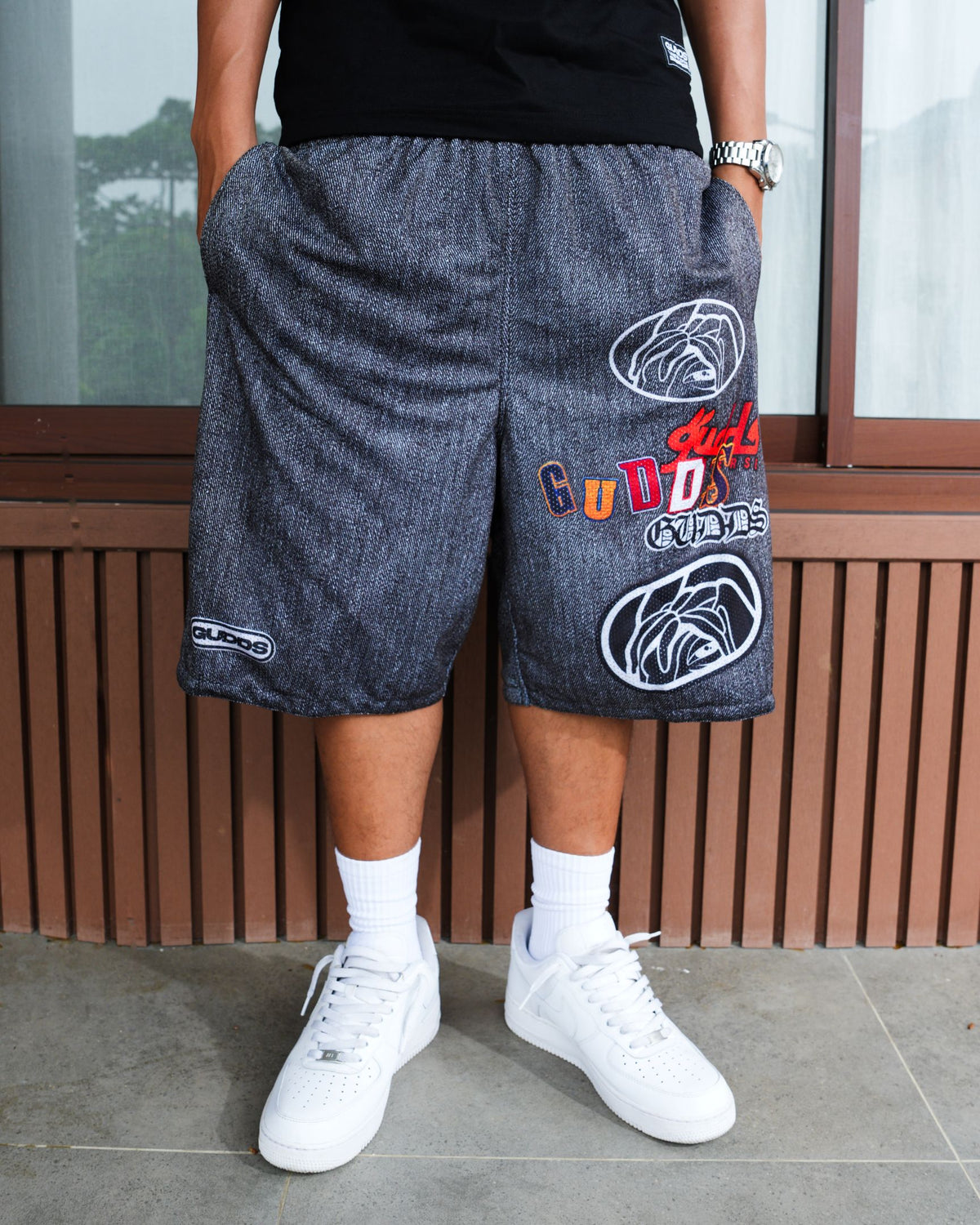 “DENIM” MESH SHORTS