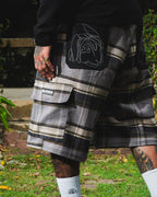 SILICON LOGO PLAID JORTS