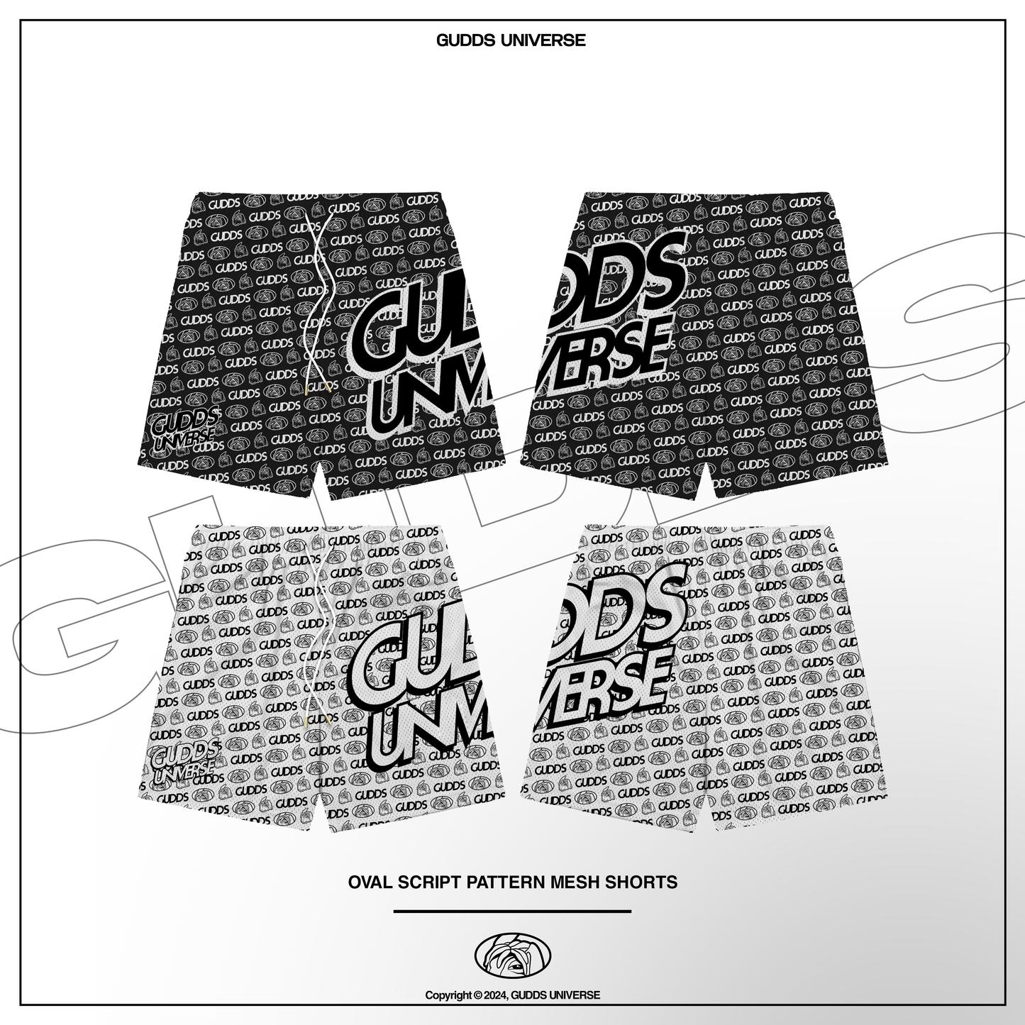 GUDDS UNIVERSE - “OVAL SCRIPT” MESH SHORT