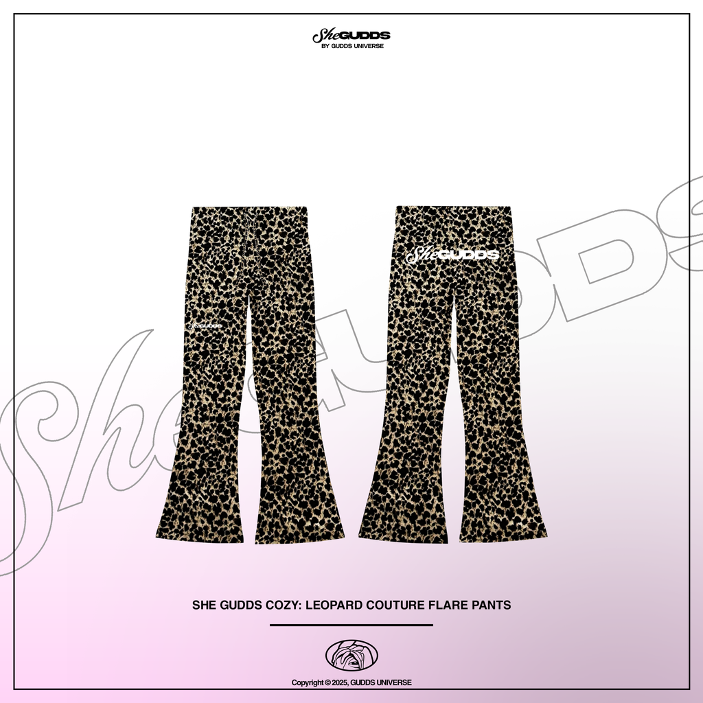 SheGUDDS - “COZY” LEOPARD COUTURE FLARE PANTS