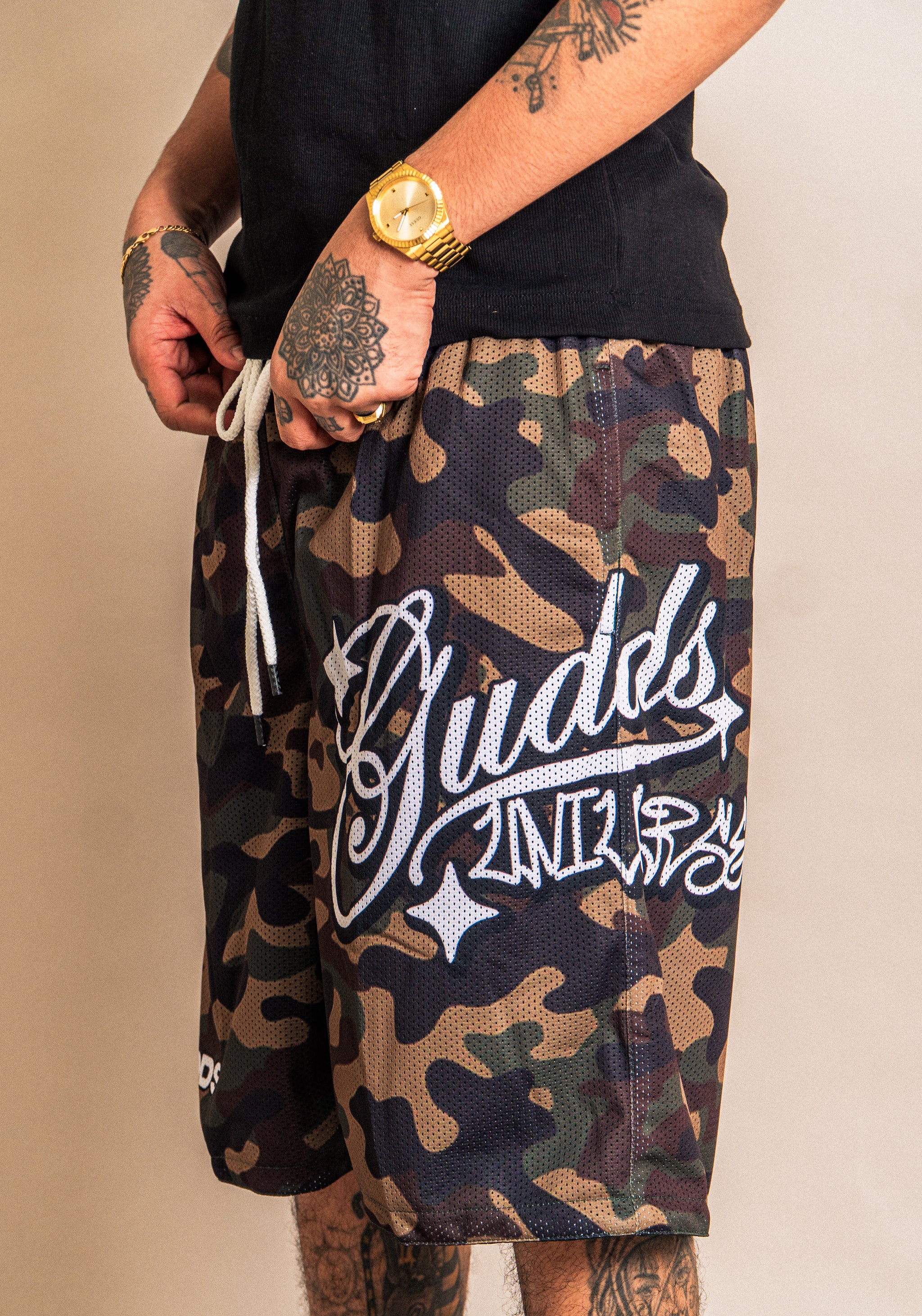 “CAMOU” DESIGN MESH SHORTS