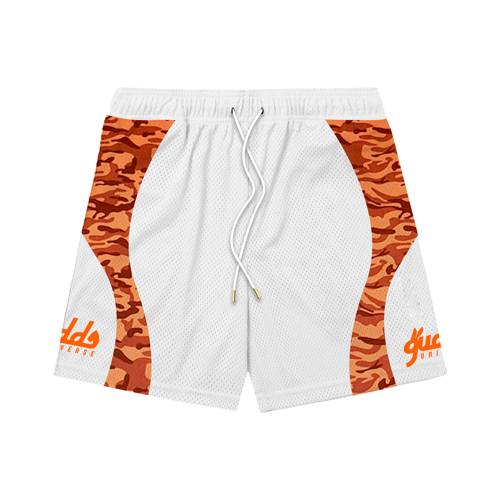2 TONE ORENJI CAMOU WAVES MESH SHORTS