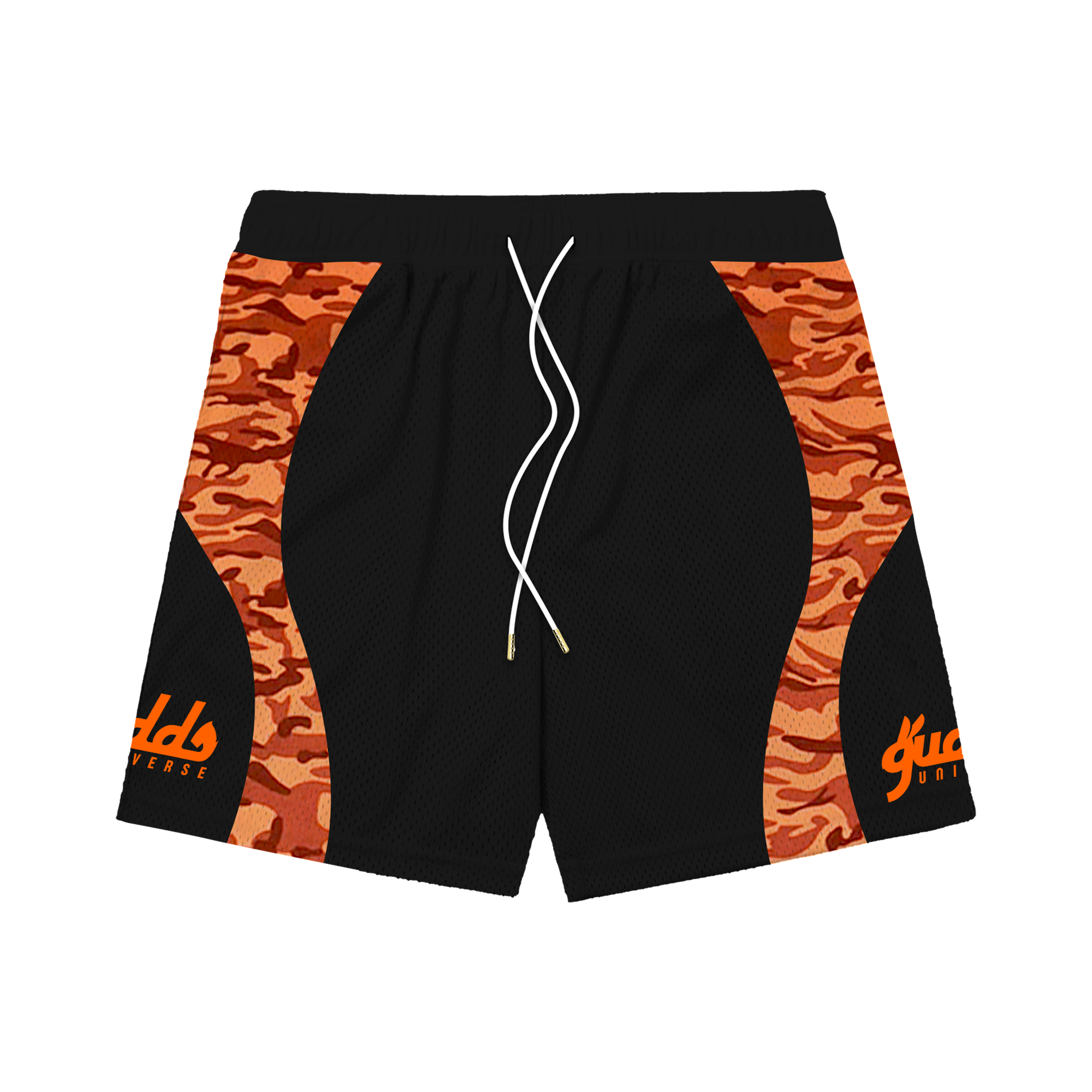 2 TONE ORENJI CAMOU WAVES MESH SHORTS