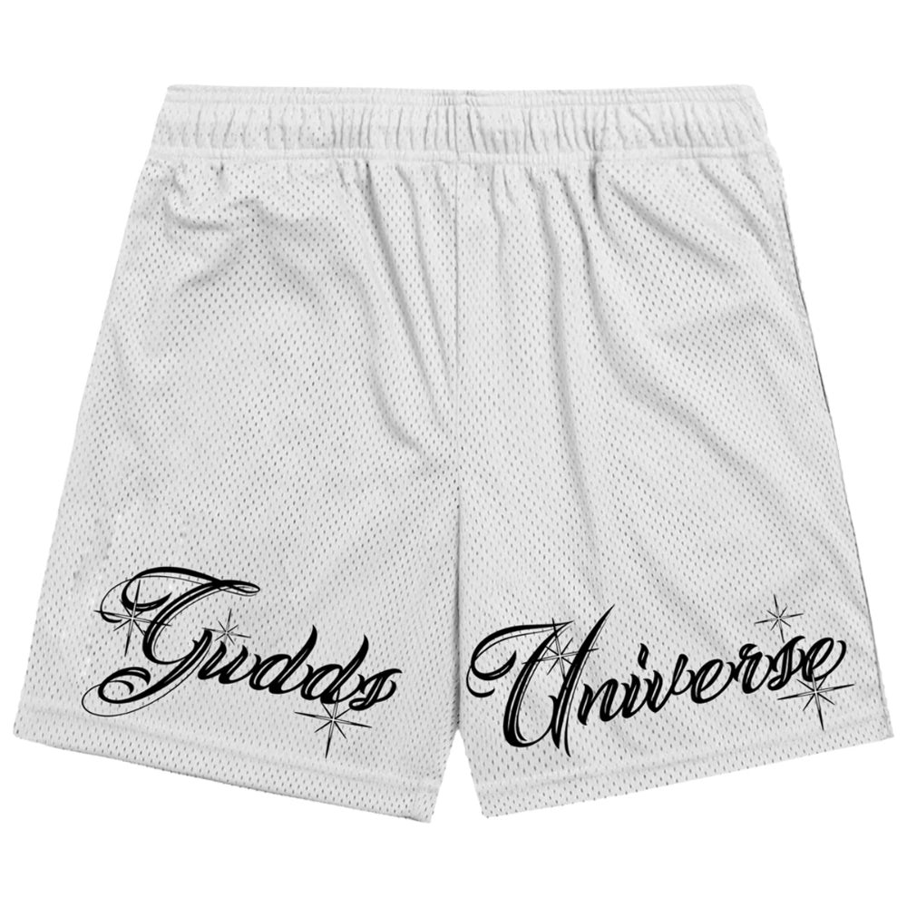 “CHICANO SCRIPT" MESH SHORTS