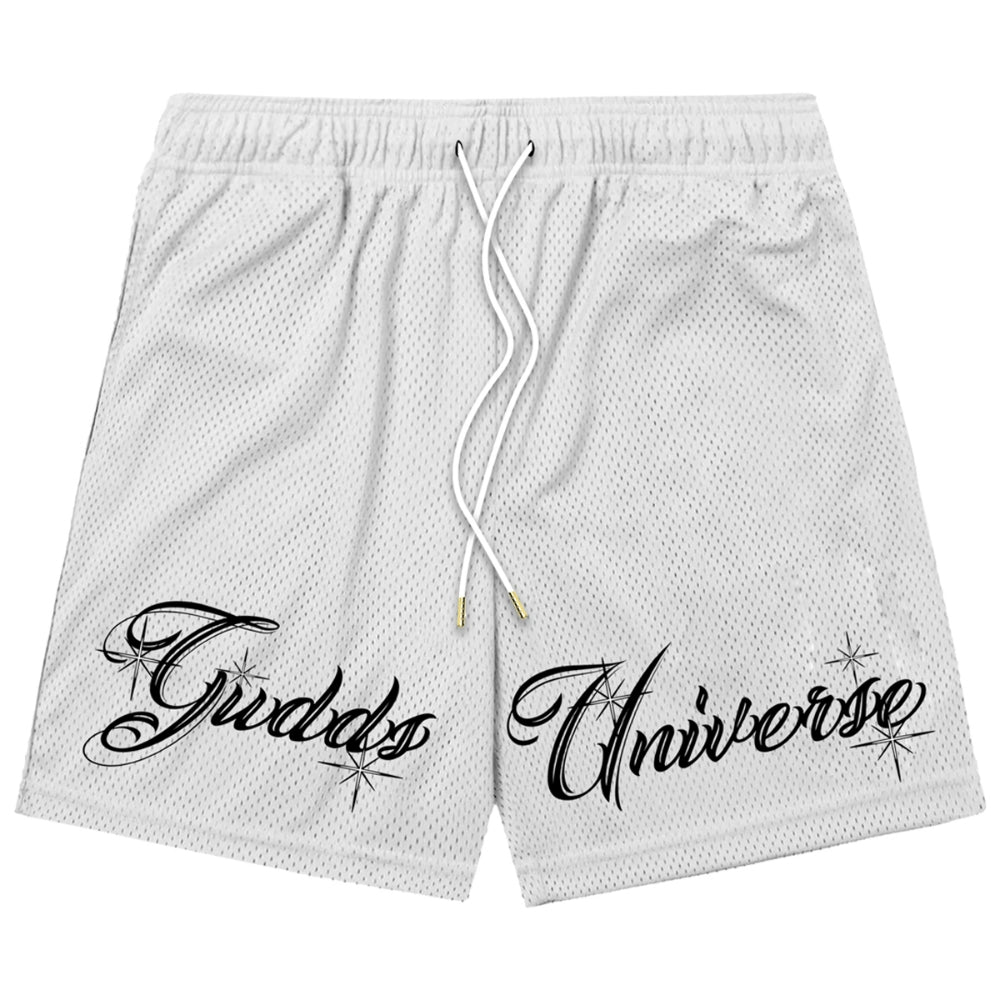 “CHICANO SCRIPT" MESH SHORTS