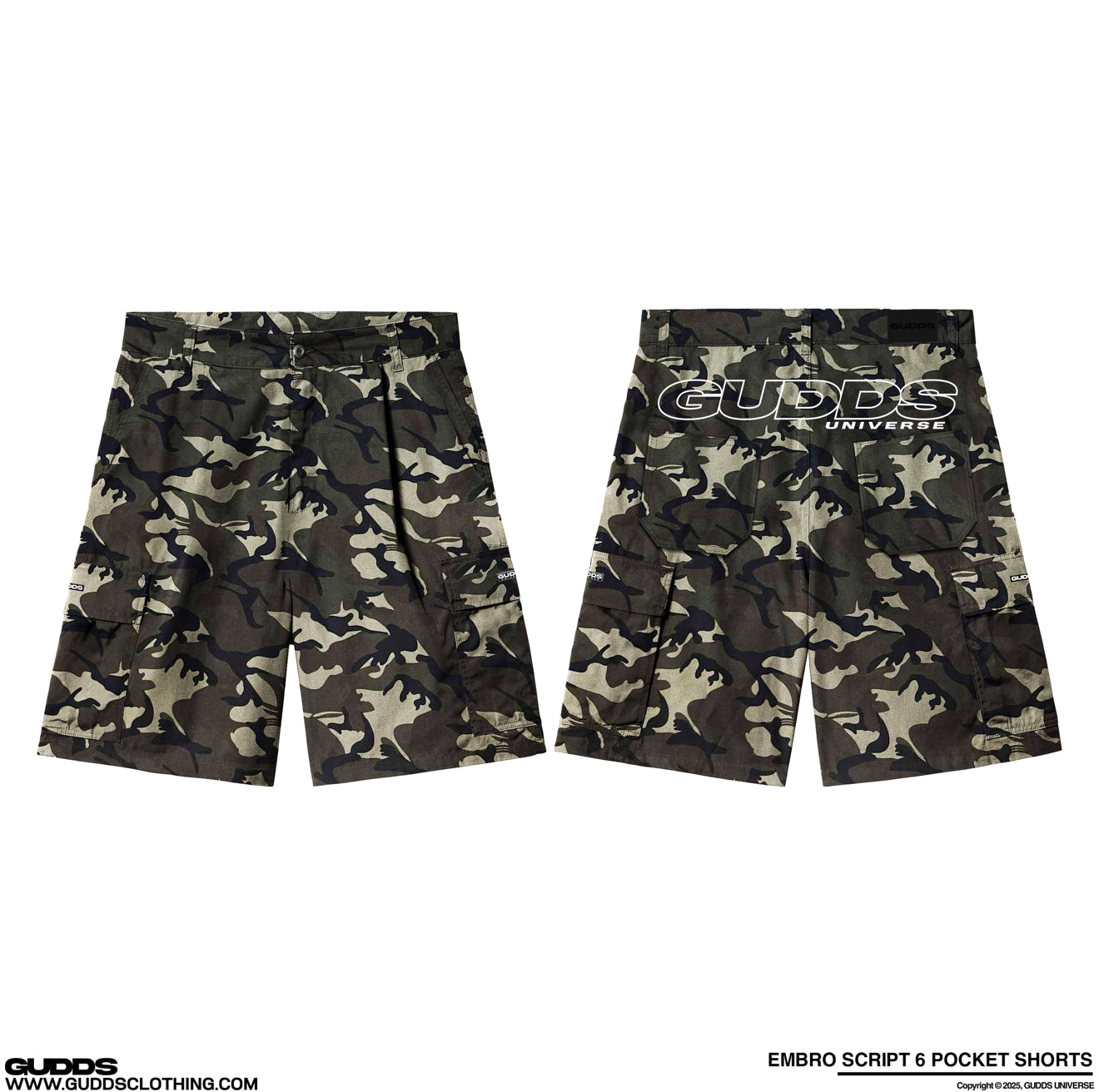 “EMBRO SCRIPT” 6 POCKET JORTS