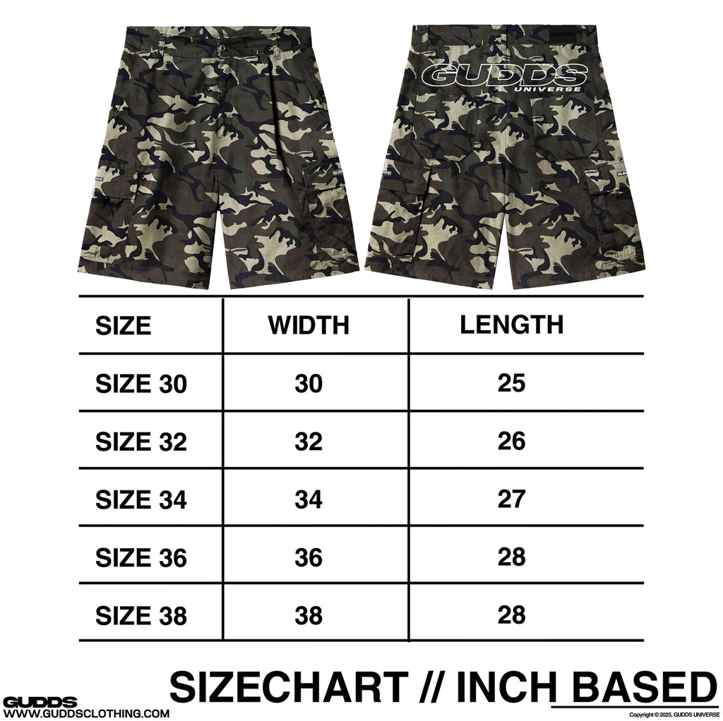 “EMBRO SCRIPT” 6 POCKET JORTS