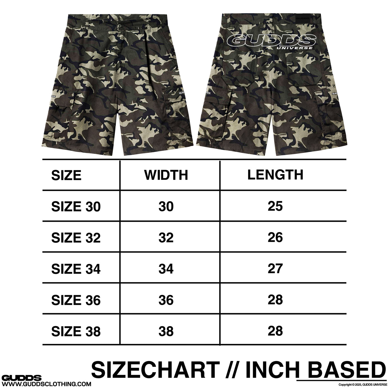 “EMBRO SCRIPT” 6 POCKET JORTS