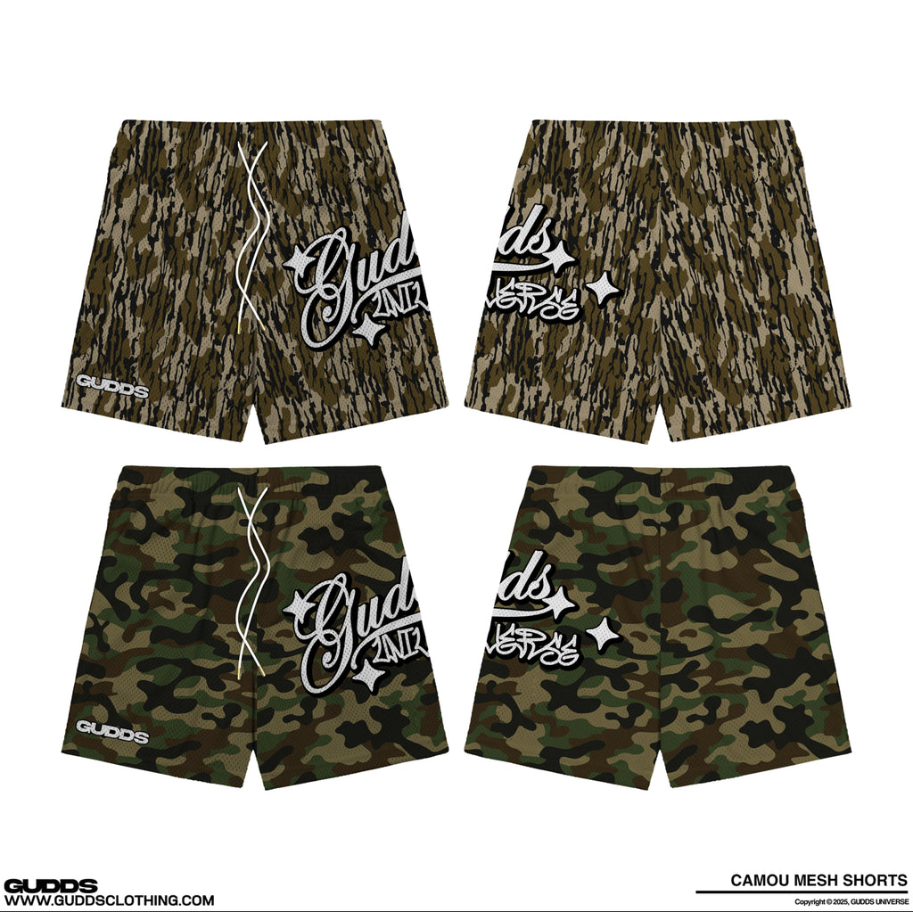 “CAMOU” DESIGN MESH SHORTS