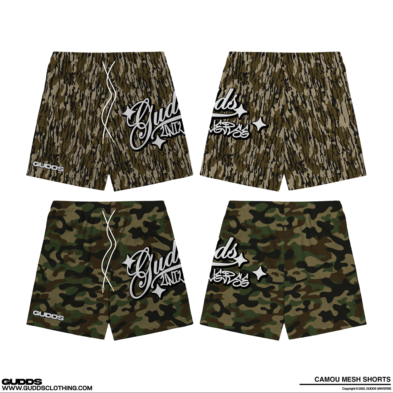 “CAMOU” DESIGN MESH SHORTS