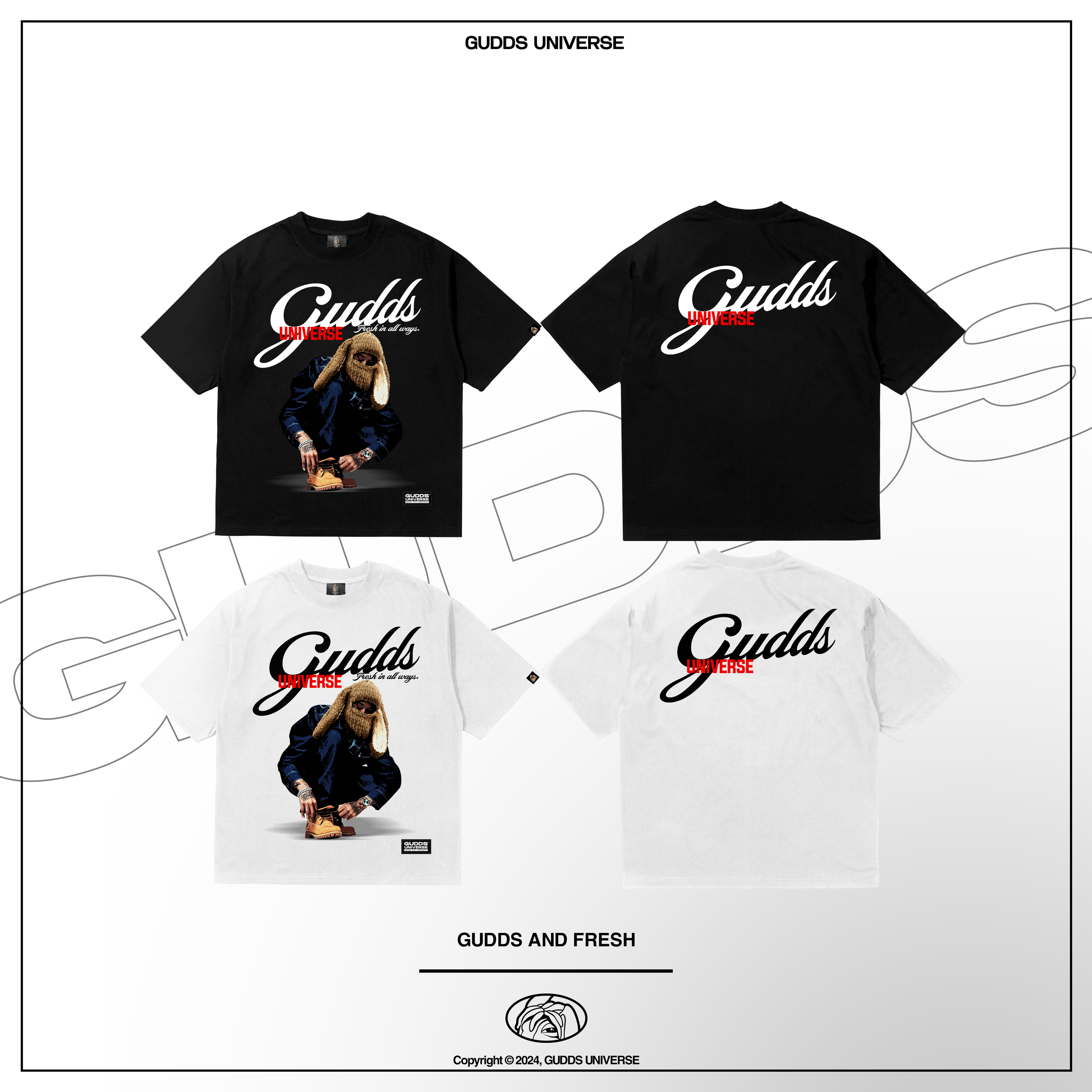 GUDDS UNIVERSE "GUDDS AND FRESH" BOXY FIT TEE