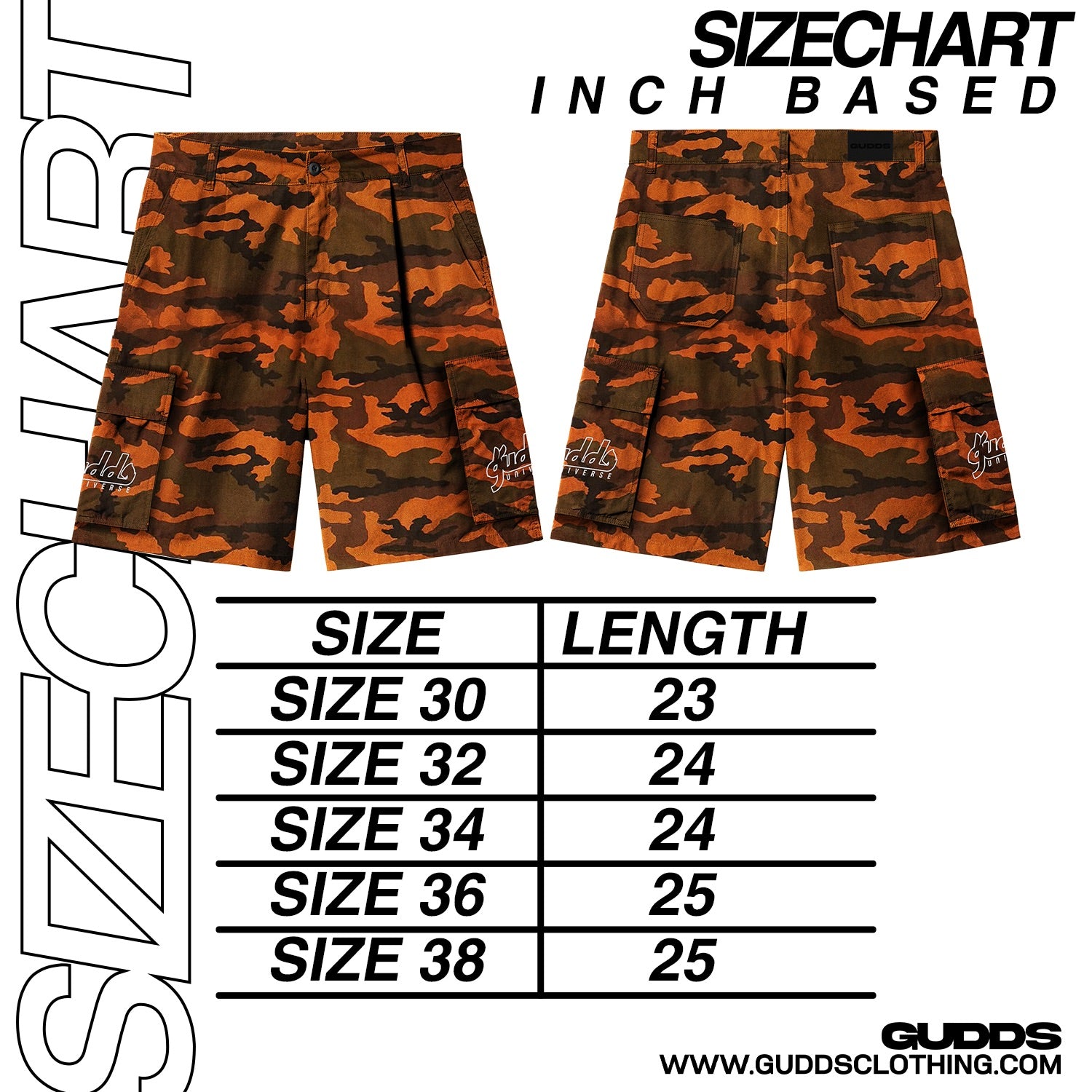 ORENJI CAMOU 6 POCKET CARGO JORTS