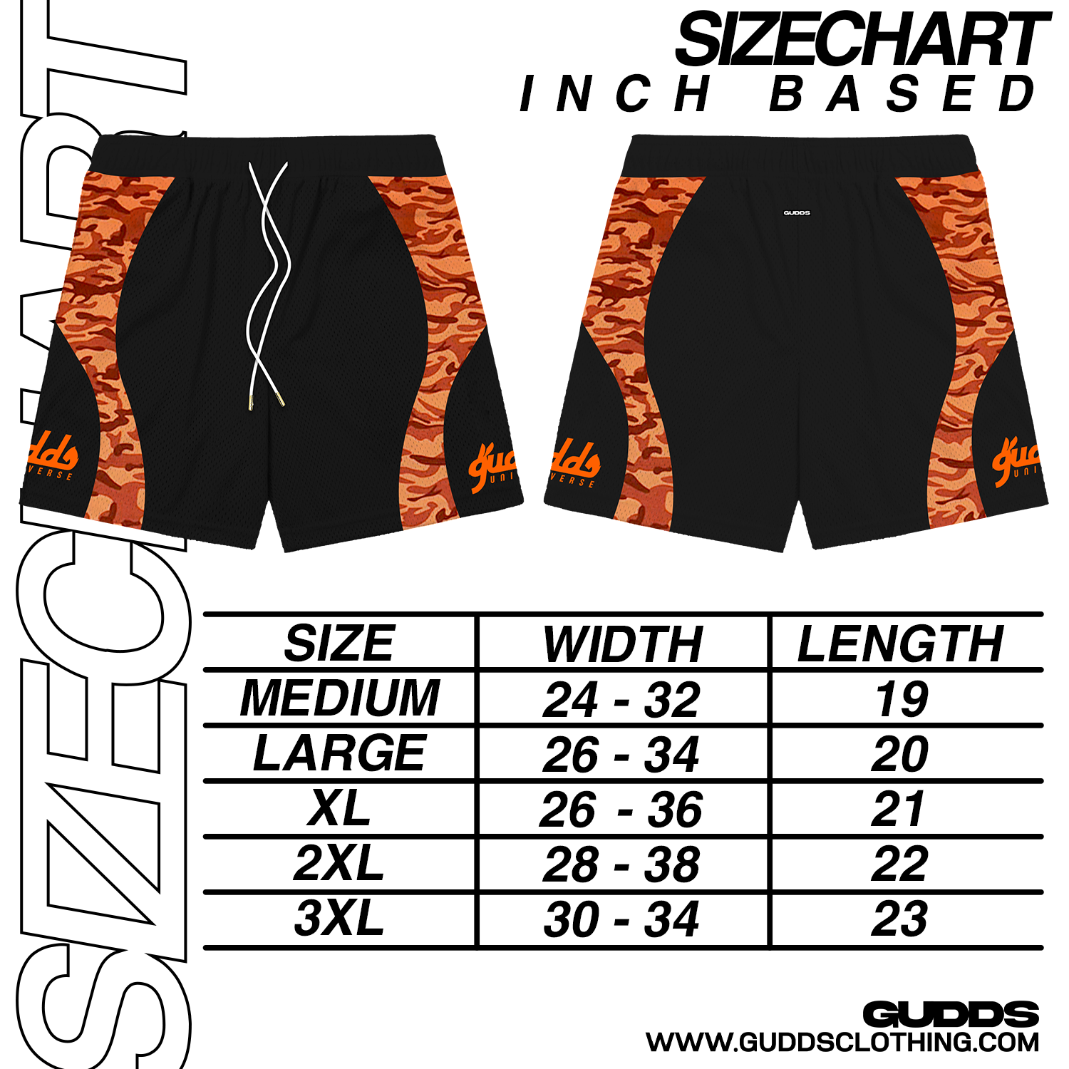 2 TONE ORENJI CAMOU WAVES MESH SHORTS
