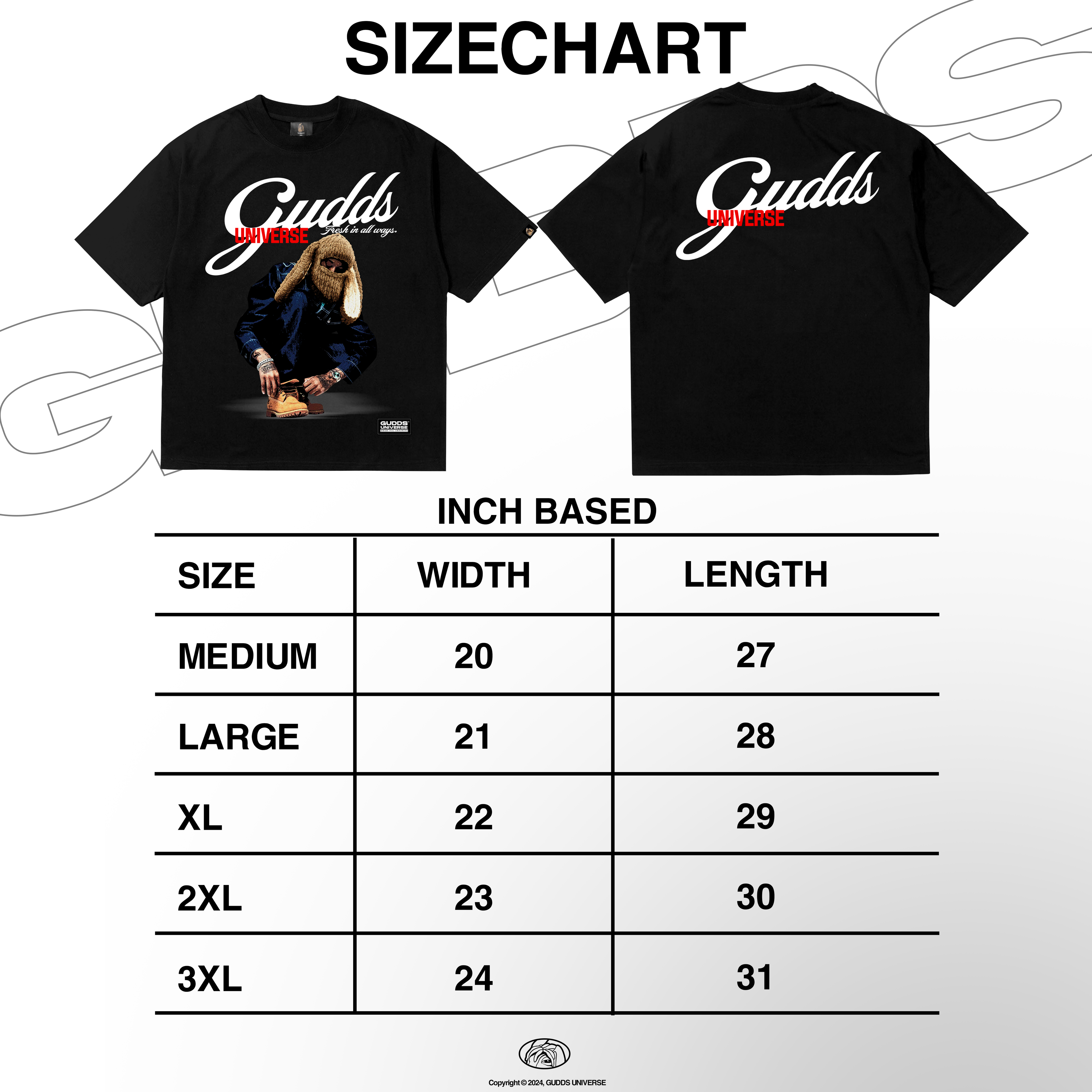 GUDDS UNIVERSE "GUDDS AND FRESH" BOXY FIT TEE