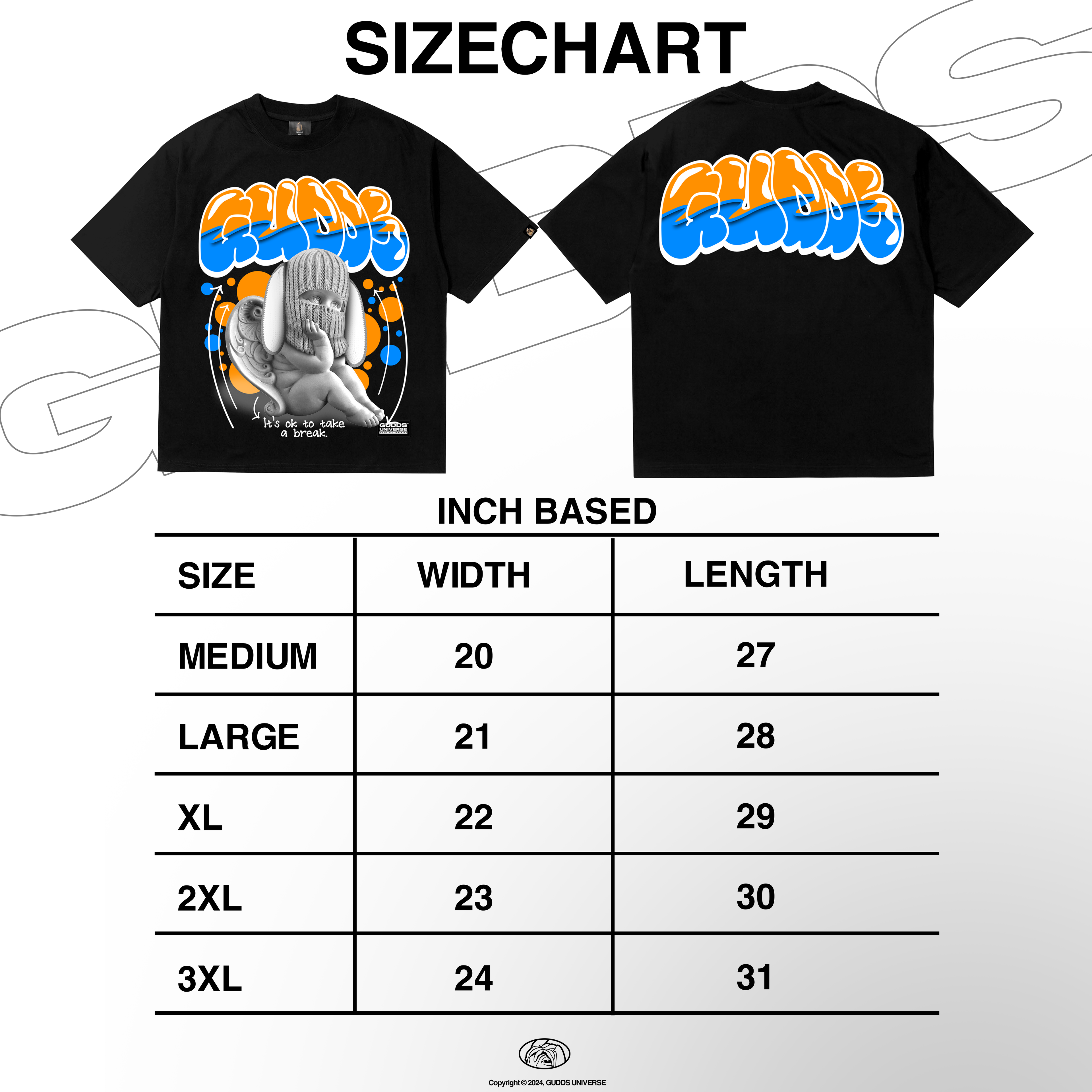 GUDDS UNIVERSE "TAKE A BREAK" BOXY FIT TEE